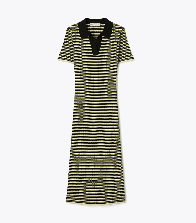 Stripe Knit Polo Dress