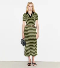 Stripe Knit Polo Dress