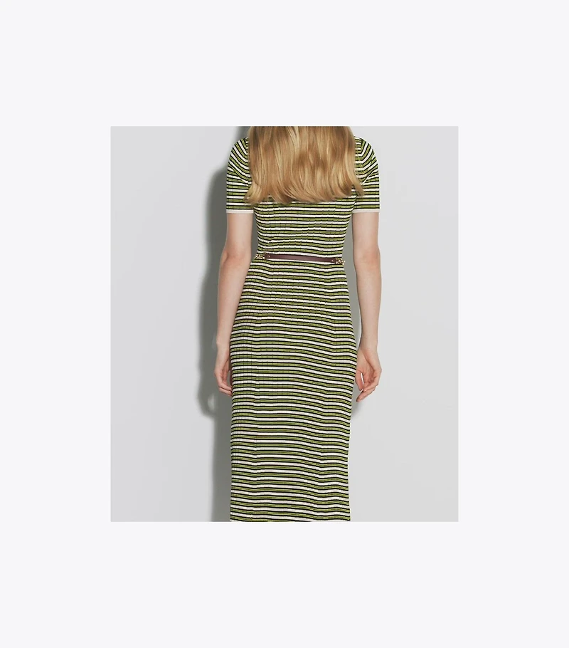 Stripe Knit Polo Dress