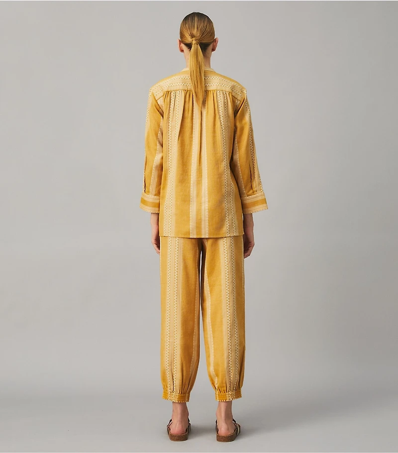 Striped Cinched Ankle Pant