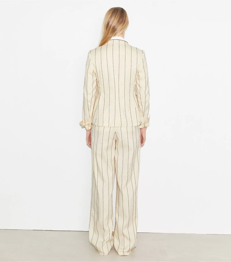 Striped Cotton Wide-Leg Pant