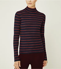 Striped Ribbed Soft Tech Knit Turtleneck