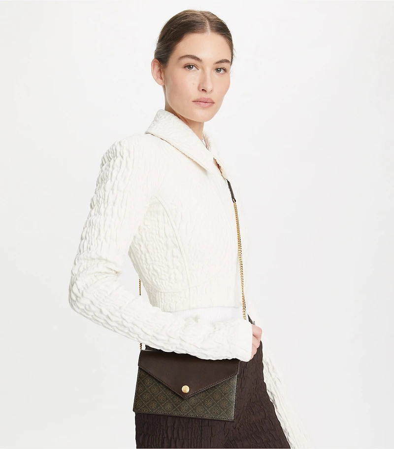 T Monogram Coated Canvas Envelope Crossbody