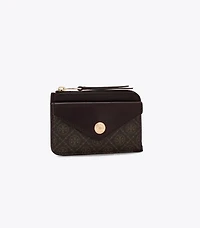 T Monogram Coated Canvas Envelope Zip Card Case