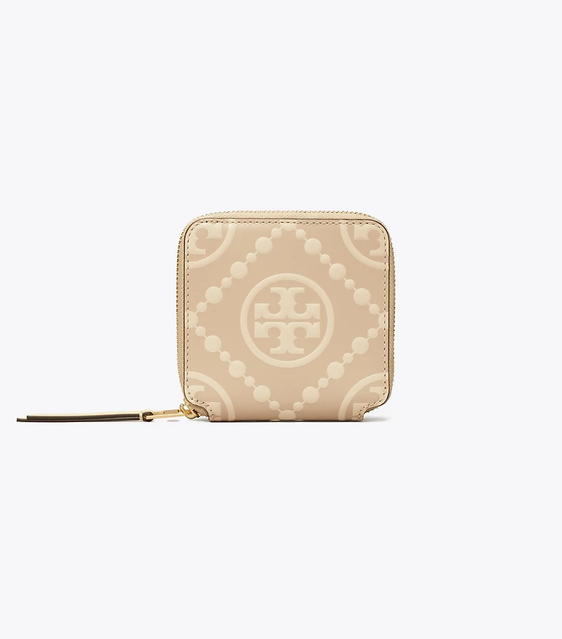 T Monogram Contrast Embossed Bi-Fold Wallet