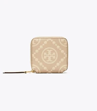 T Monogram Contrast Embossed Bi-Fold Wallet