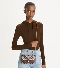 T Monogram Contrast Embossed Crossbody