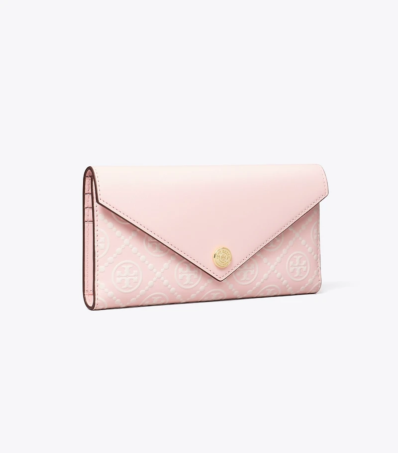 T Monogram Contrast Embossed Envelope Wallet