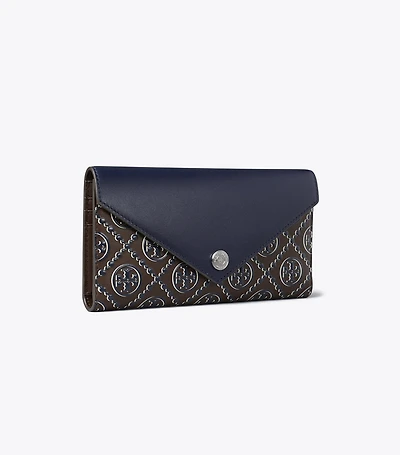 T Monogram Contrast Embossed Envelope Wallet
