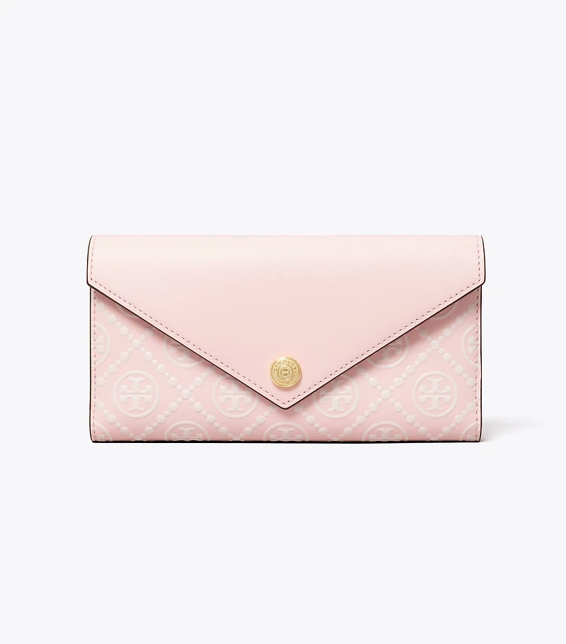 T Monogram Contrast Embossed Envelope Wallet