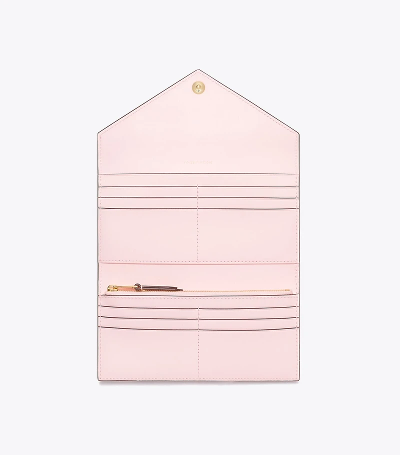 T Monogram Contrast Embossed Envelope Wallet