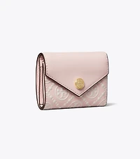 T Monogram Contrast Embossed Small Envelope Wallet