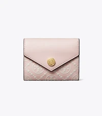 T Monogram Contrast Embossed Small Envelope Wallet