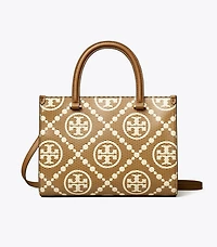 T Monogram Contrast Embossed Top-Handle Tote