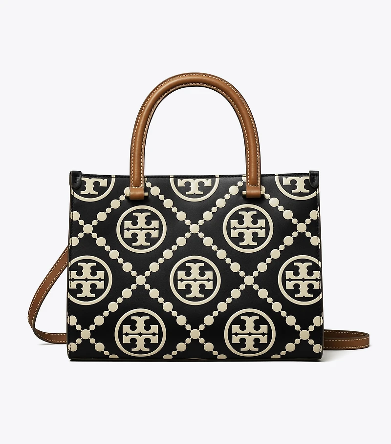 T Monogram Contrast Embossed Top-Handle Tote