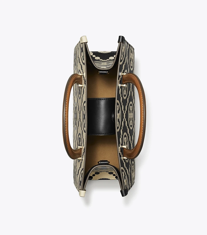 T Monogram Contrast Embossed Top-Handle Tote