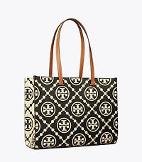T Monogram Contrast Embossed Tote