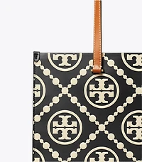T Monogram Contrast Embossed Tote