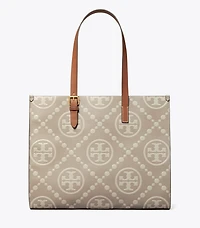 T Monogram Contrast Embossed Tote