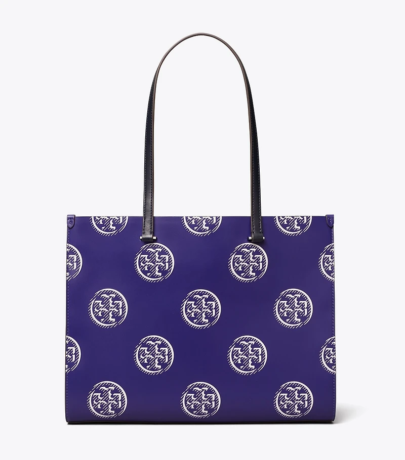 T Monogram Contrast Embossed Tote