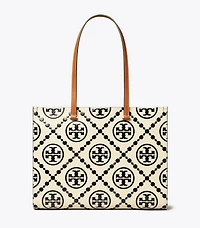 T Monogram Contrast Embossed Tote