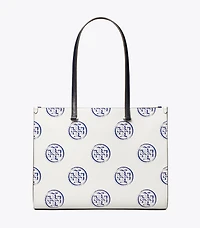 T Monogram Contrast Embossed Tote