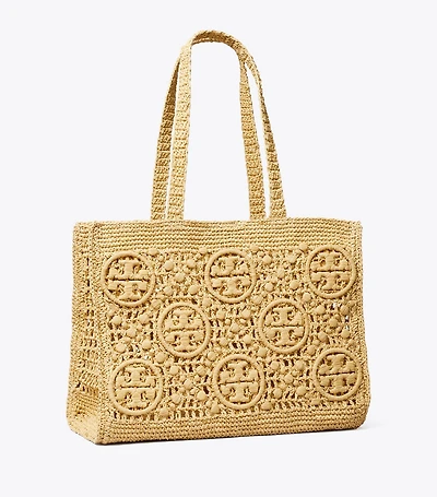 T Monogram Crochet Tote