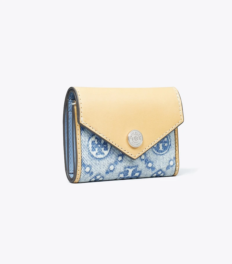 T Monogram Denim Small Envelope Wallet