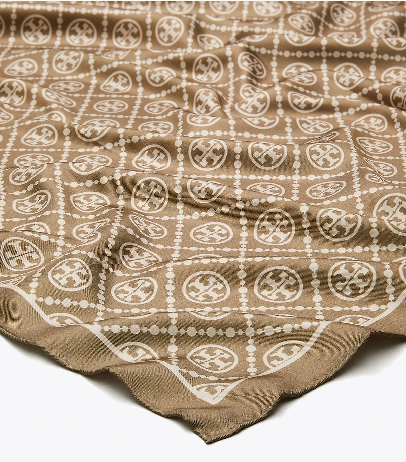 T Monogram Double-Sided Silk Square Scarf