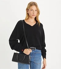 T Monogram Embossed Small East-West Tote