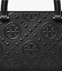 T Monogram Embossed Small East-West Tote