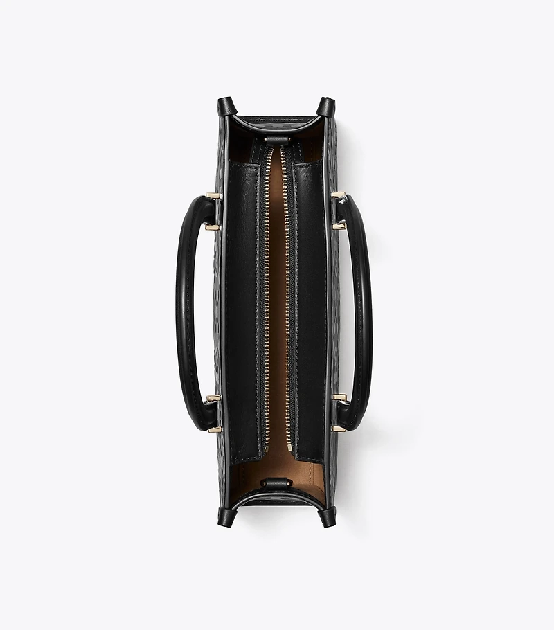 T Monogram Embossed Small East-West Tote