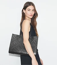 T Monogram Embossed Tote