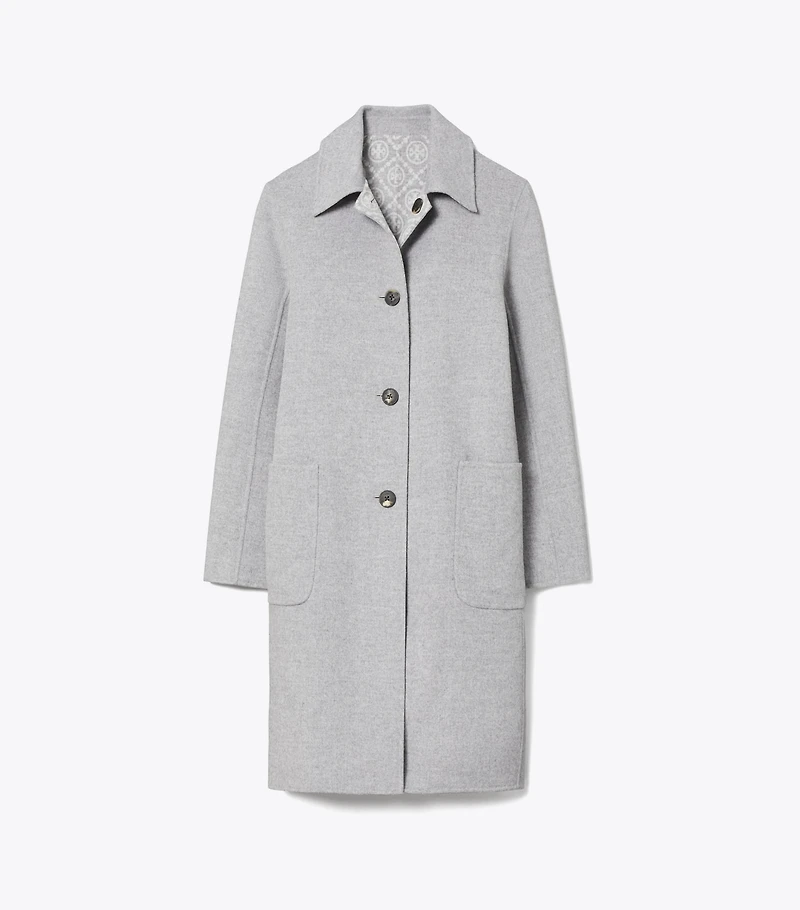 T Monogram Jacquard Reversible Wool Coat
