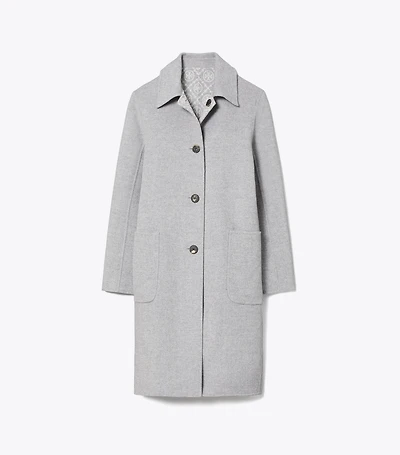 T Monogram Jacquard Reversible Wool Coat