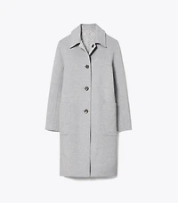 T Monogram Jacquard Reversible Wool Coat