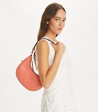 T Monogram Leather Crescent Bag