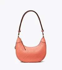T Monogram Leather Crescent Bag