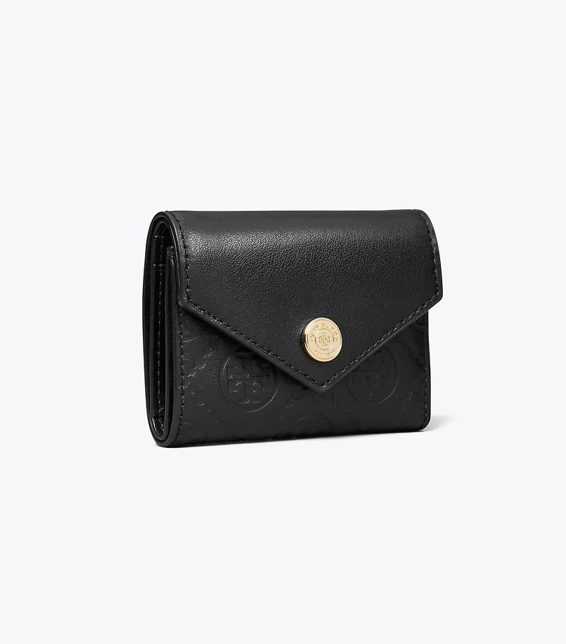 T Monogram Leather Small Envelope Wallet