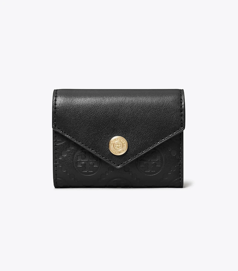 T Monogram Leather Small Envelope Wallet