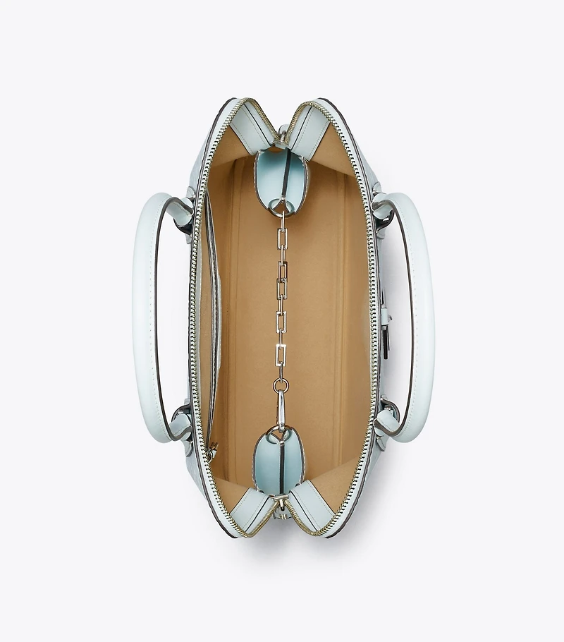 T Monogram Leather Swing Satchel