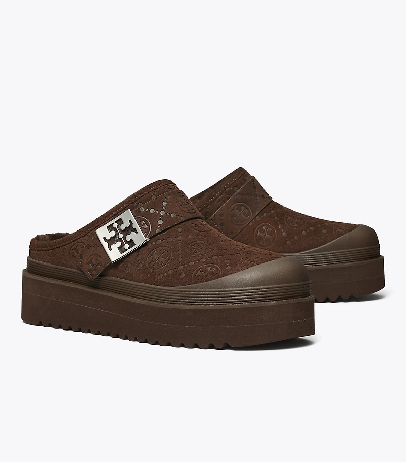 T Monogram Mellow Shearling Platform Mule