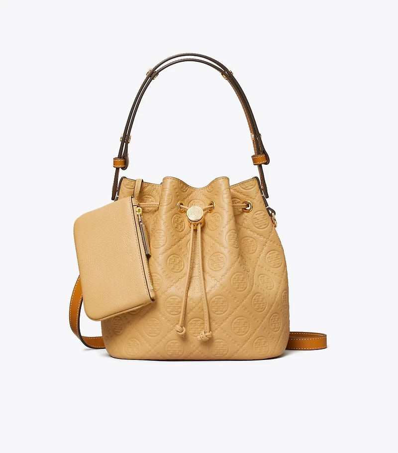 T Monogram Pebble Bucket Bag