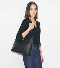 T Monogram Pebbled Messenger Bag
