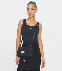 T Monogram Pebbled Shoulder Bag