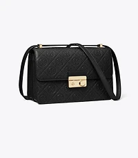 T Monogram Pebbled Shoulder Bag