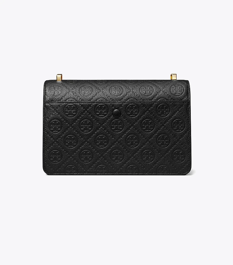 T Monogram Pebbled Shoulder Bag