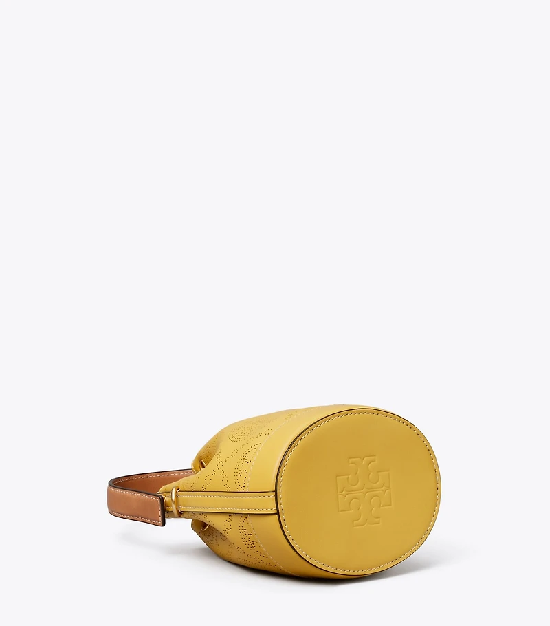T Monogram Perforated Leather Mini Bucket Bag