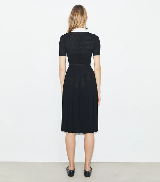 Tory Burch T Monogram Pointelle Pleated Dress | The Summit