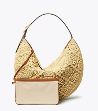 T Monogram Raffia Balloon Bag